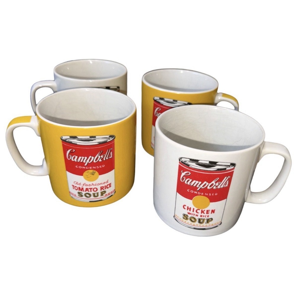Vintage Andy Warhol Campbell's Soup Oversized Mugs by Block China - Set of 4